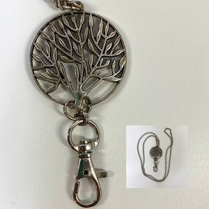 Tree of Life Pendant Badge Name Tag Holder Necklace‎ Silver Tone Work Conference